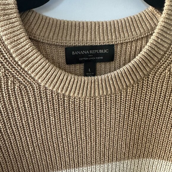 Banana Republic Tan & Cream Striped Large Sweater - Picture 4 of 12